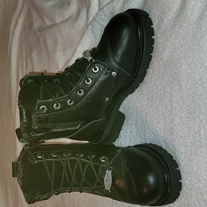 River Road Motorcycle/Work/Combat Boots Size 7 Black Leather‎ Doyluble Zippers